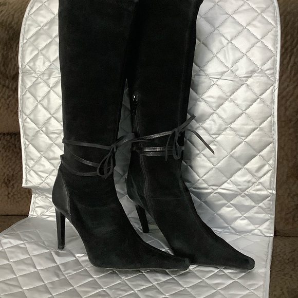Charles David Black suede Heeled Boots, Size 7.5 - Picture 9 of 14